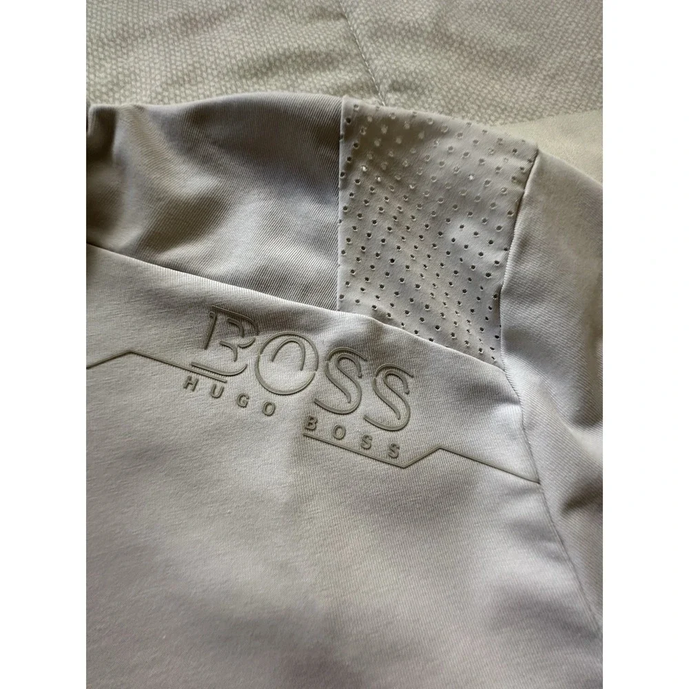 BOSS Athleisure Philix 1 polo shirt 1/4 Zip Light‎ Gray Medium READ